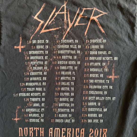Final Tour Slayer North America Tour 2018 T-Shirt – Size M – Hanes Tagless - Picture 6 of 6